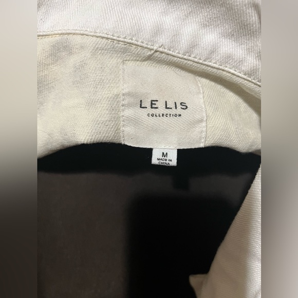 Cute Le Lis Collection of leopard white denim jacket, size medium - Picture 3 of 3